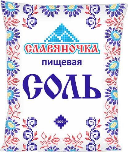 Соль пищевая «Славяночка», Первый сорт, помол №1 (полиэтиленовый пакет 1 кг)